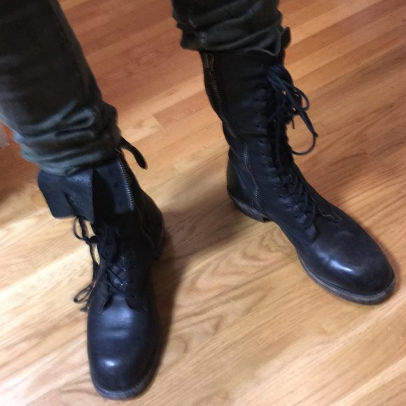 Julius Single Zip Lace Up Combat Boots